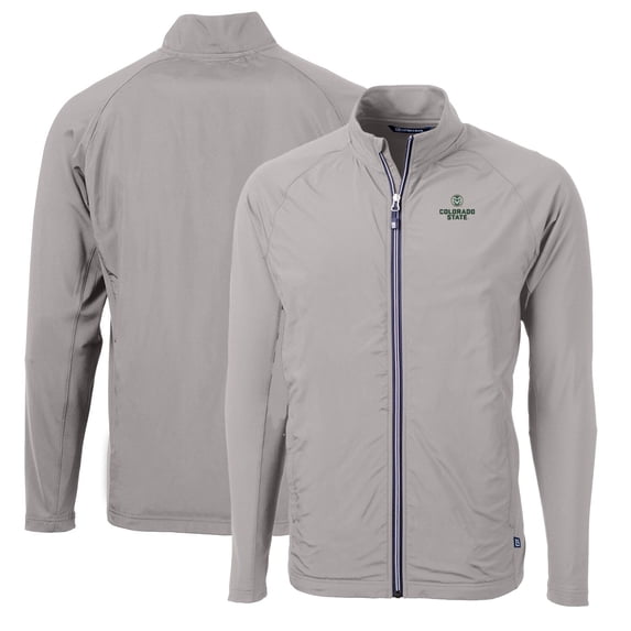 Men's Cutter & Buck Gray Colorado State Rams Big & Tall Adapt Eco Knit Hybrid Recycled Full-Zip Jacket