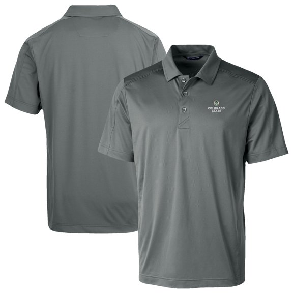Men's Cutter & Buck Gray Colorado State Rams Prospect Eco Textured Stretch Recycled Polo