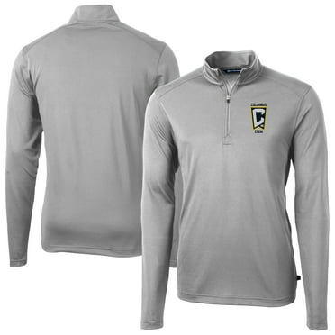 Men's-Cutter & Buck  Gray Columbus Crew Big & Tall Virtue Eco Pique Recycled Quarter-Zip Pullover Top