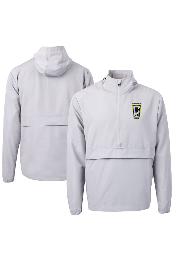 Men's-Cutter & Buck  Gray Columbus Crew Charter Eco Recycled Anorak Jacket