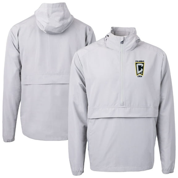 Men's-Cutter & Buck Gray Columbus Crew Charter Eco Recycled Anorak Jacket