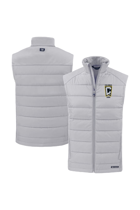Men's Cutter & Buck Gray Columbus Crew Evoke Hybrid Eco Softshell Recycled Full-Zip Vest