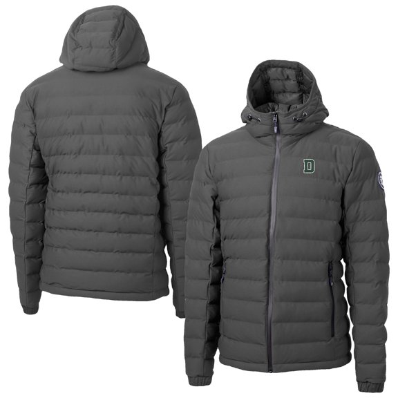 Men's-Cutter & Buck  Gray Dartmouth Big Green Mission Ridge Eco Insulated Repreve Hooded Full-Zip Puffer Jacket