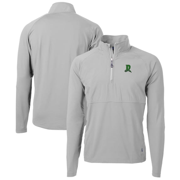 Men's Cutter & Buck Gray Dayton Dragons Adapt Eco Knit Hybrid Recycled Quarter-Zip Top