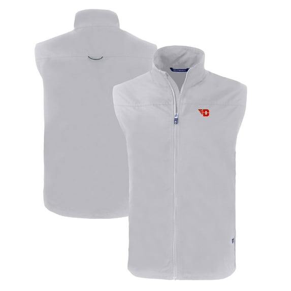 Men's Cutter & Buck Gray Dayton Flyers Charter Eco Recycled Full-Zip Vest