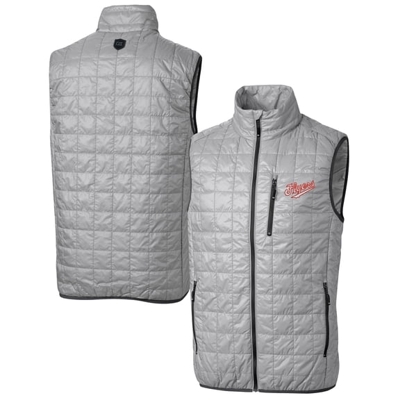 Men's Cutter & Buck Gray Dayton Flyers Vault Rainier PrimaLoft Eco Insulated Full-Zip Puffer Vest