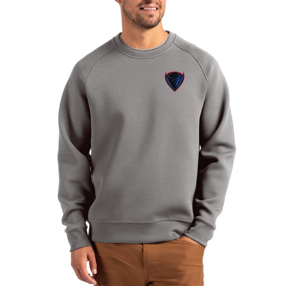 Men's Cutter & Buck Gray DePaul Blue Demons Roam Recycled Pullover