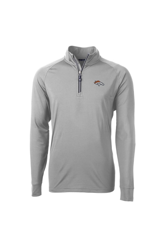 Men's Cutter & Buck Gray Denver Broncos Big & Tall Adapt Eco Knit Quarter-Zip Pullover Jacket