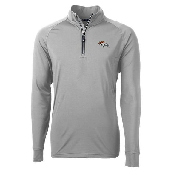 Men's Cutter & Buck Gray Denver Broncos Big & Tall Adapt Eco Knit Quarter-Zip Pullover Jacket
