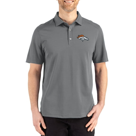 Men's Cutter & Buck Gray Denver Broncos Big & Tall Advantage Refresh Epic Confidence Recycled Tri-Blend Pique Polo