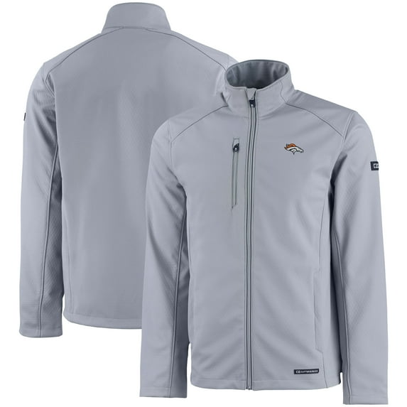 Men's Cutter & Buck Gray Denver Broncos Evoke Eco Softshell Recycled Full-Zip Jacket