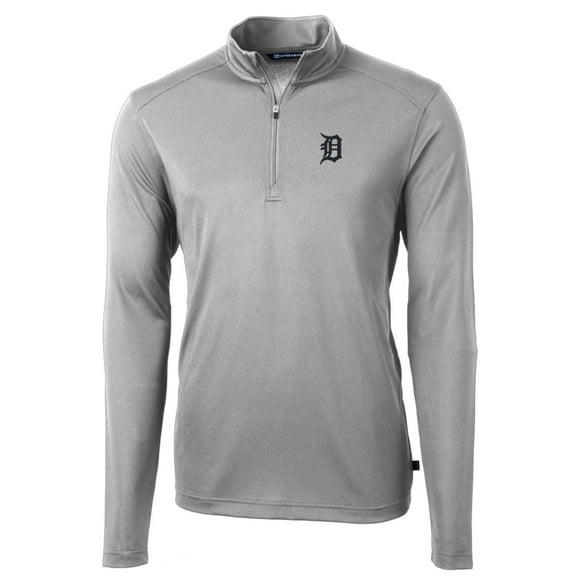 Men's Cutter & Buck Gray Detroit Tigers Big & Tall Virtue Eco Pique Quarter-Zip Pullover Jacket