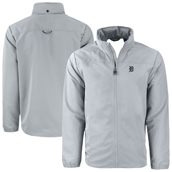 Men's Cutter & Buck Gray Detroit Tigers Charter Eco Recycled Full-Zip Hoodie Jacket