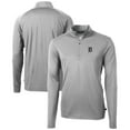 thumbnail image 1 of Men's Cutter & Buck  Gray Detroit Tigers Virtue Eco Pique Recycled Quarter-Zip Pullover Top, 1 of 3