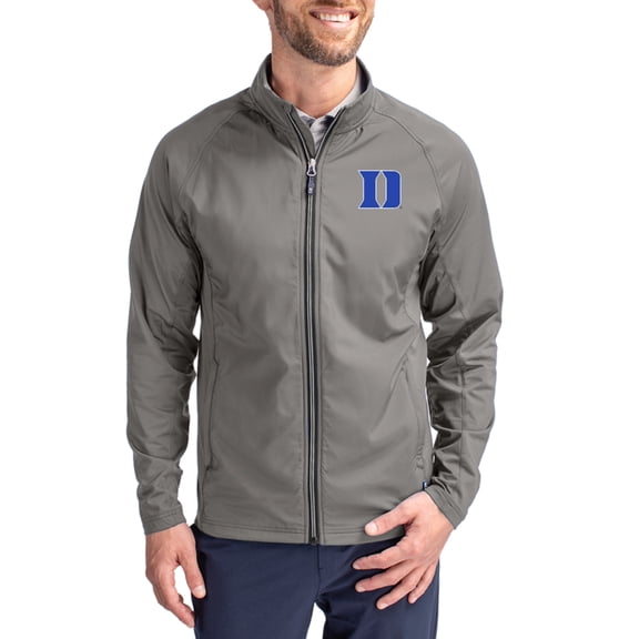 Men's Cutter & Buck Gray Duke Blue Devils  Adapt Eco Hybrid Recycled Full-Zip Jacket