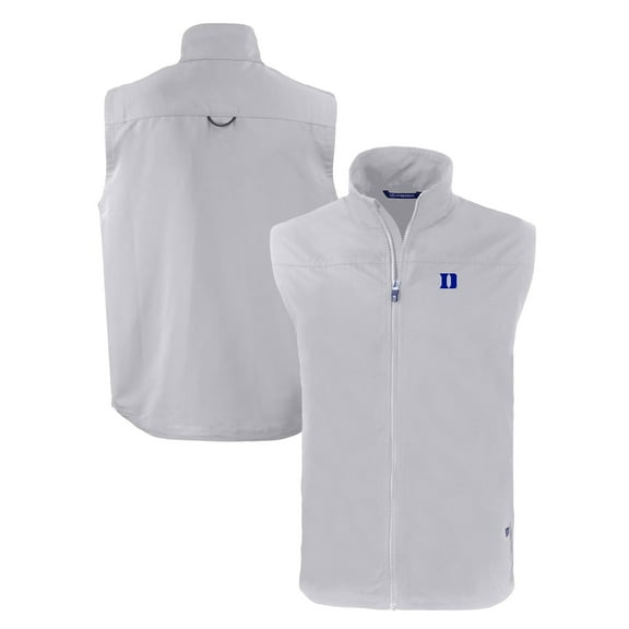 Men's Cutter & Buck  Gray Duke Blue Devils Charter Eco Recycled Full-Zip Vest