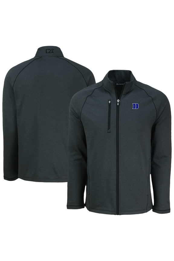 Men's Cutter & Buck Gray Duke Blue Devils Peshastin Eco Fleece Recycled Full-Zip Jacket