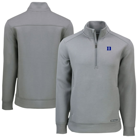 Men's Cutter & Buck Gray Duke Blue Devils Roam Eco Recycled Quarter-Zip Top