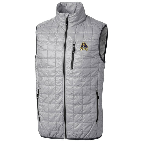 Men's Cutter & Buck Gray ECU Pirates Big & Tall Full-Zip Collegiate Rainier Vest