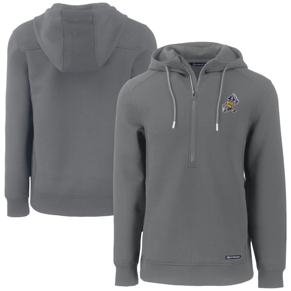 Men's Cutter & Buck Gray ETSU Buccaneers Roam Eco Recycled Half-Zip Hoodie