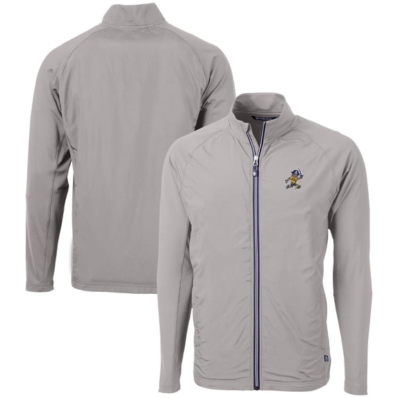 Men's Cutter & Buck Gray ETSU Buccaneers Vault Adapt Eco Knit Hybrid Recycled Mens Full Zip Jacket