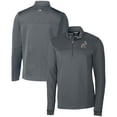 thumbnail image 1 of Men's Cutter & Buck  Gray ETSU Buccaneers Vault DryTec Traverse Stripe Stretch Quarter-Zip Pullover, 1 of 3