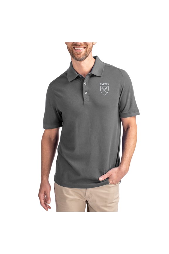 Men's Cutter & Buck Gray Emory Eagles Advantage Eco Pique Tri-Blend Polo