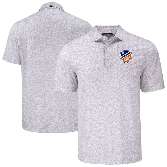 Men's-Cutter & Buck  Gray FC Cincinnati Big & Tall Pike Eco Flora Print Recycled Polo