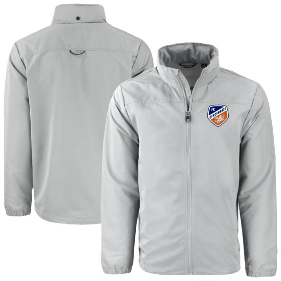 Men's-Cutter & Buck  Gray FC Cincinnati Charter Eco Recycled Full-Zip Jacket