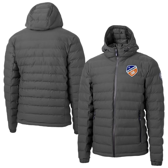 Men's Cutter & Buck Gray FC Cincinnati Mission Ridge Repreve- Eco Insulated Full-Zip Hoodie Puffer Jacket