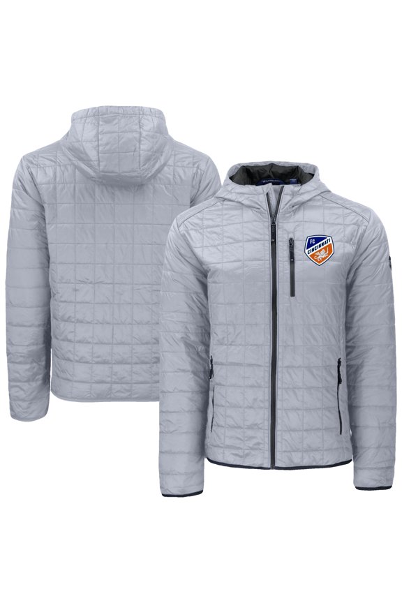 Men's-Cutter & Buck Gray FC Cincinnati Rainier Primaloft Eco Full-Zip Hooded Jacket