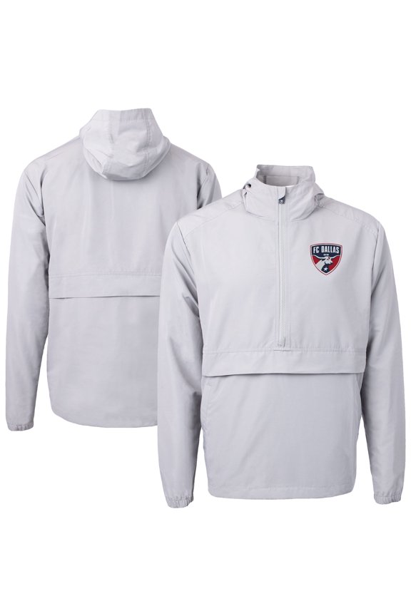 Men's-Cutter & Buck Gray FC Dallas Charter Eco Recycled Full-Zip Anorak Jacket