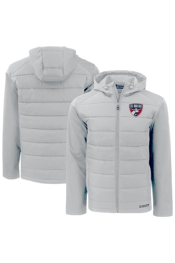 Men's Cutter & Buck Gray FC Dallas Evoke Hybrid Eco Softshell Recycled Full-Zip Jacket