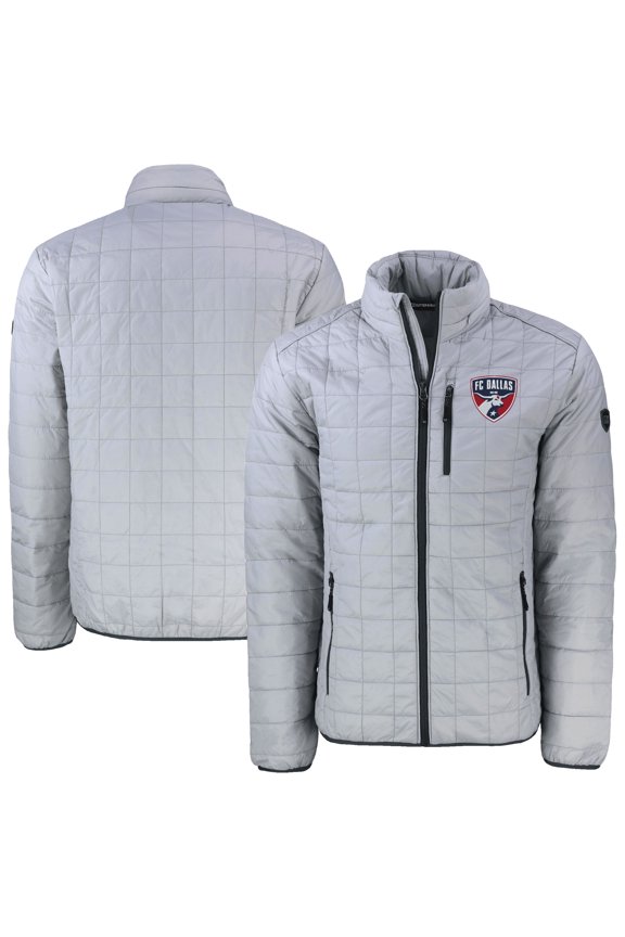 Men's Cutter & Buck Gray FC Dallas Rainier PrimaLoft Eco Insulated Puffer Full-Zip Jacket