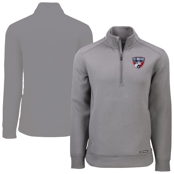 Men's-Cutter & Buck Gray FC Dallas Roam Eco Recycled Quarter-Zip Pullover Top