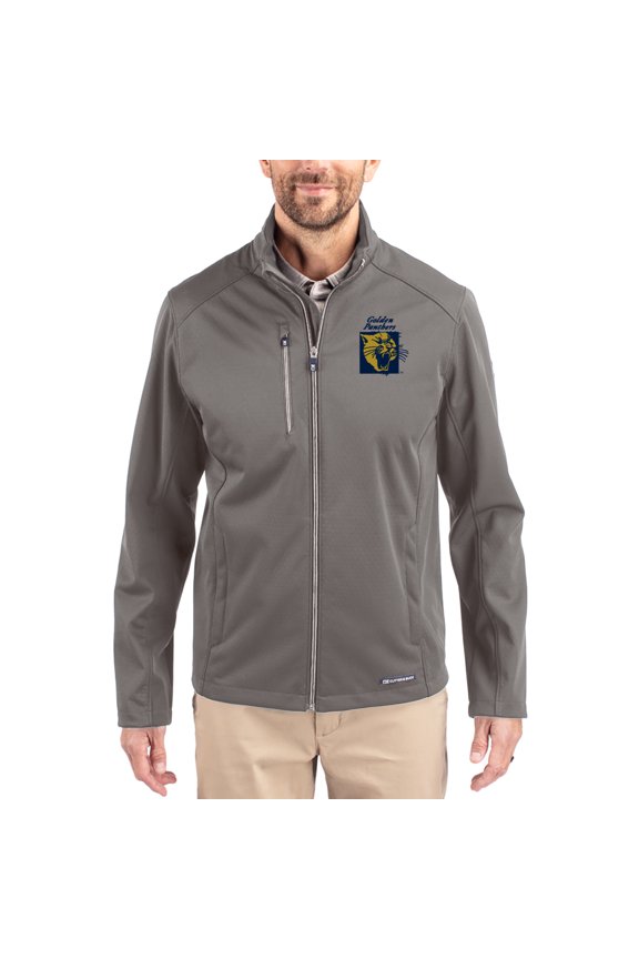 Men's Cutter & Buck Gray FIU Panthers Evoke Eco Softshell Recycled Full-Zip Jacket