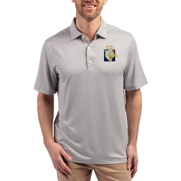 Men's Cutter & Buck Gray FIU Panthers Forge Eco Double Stripe Stretch Recycled Polo