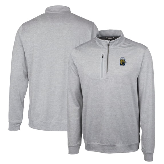 Men's Cutter & Buck Gray FIU Panthers Heathered Vault Stealth Quarter-Zip Pullover Top