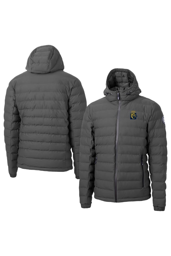 Men's-Cutter & Buck Gray FIU Panthers Mission Ridge Eco Insulated Repreve Hooded Full-Zip Puffer Jacket