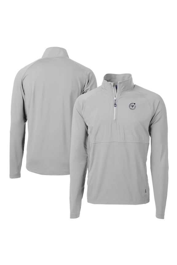 Men's Cutter & Buck Gray Fanatics Make-A-Wish Adapt Eco Knit Hybrid Recycled Quarter-Zip Pullover Jacket