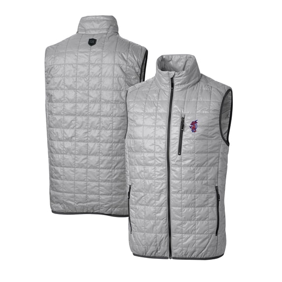 Men's Cutter & Buck Gray Florida Gators Swinging Gator Big & Tall Rainier PrimaLoft Eco Insulated Full-Zip Puffer Vest