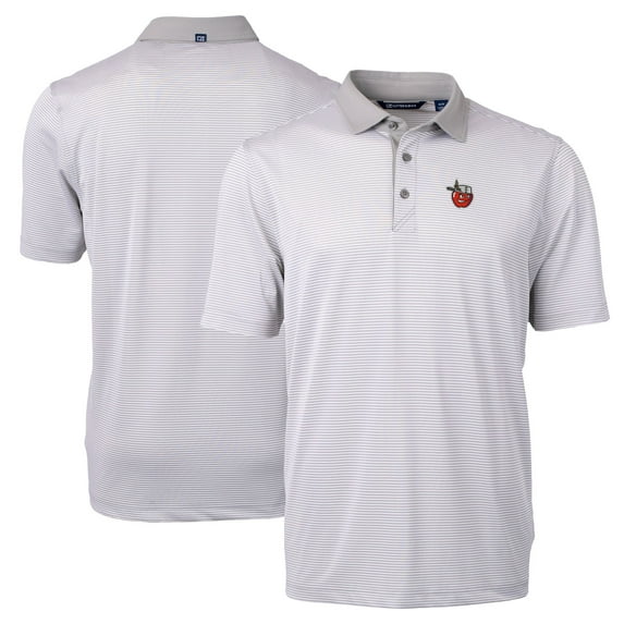 Men's Cutter & Buck Gray Fort Wayne TinCaps Big & Tall Virtue Eco Pique Micro Stripe Recycled Polo