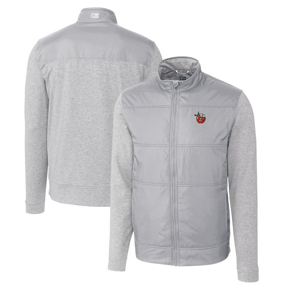 Men's Cutter & Buck Gray Fort Wayne TinCaps Stealth Hybrid Quilted Full-Zip Windbreaker Jacket