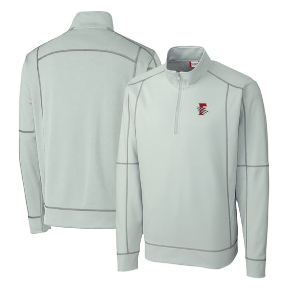 Men's Cutter & Buck Gray Fresno Grizzlies Clique Helsa Performance Half-Zip Knit Pullover
