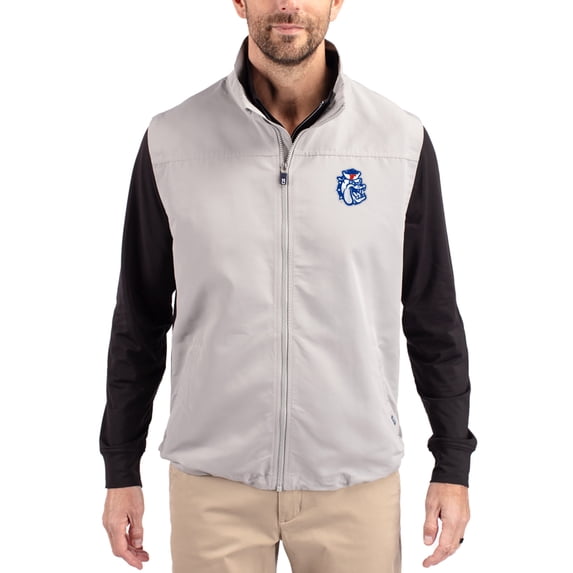 Men's Cutter & Buck Gray Fresno State Bulldogs Charter Eco Recycled Full-Zip Vest