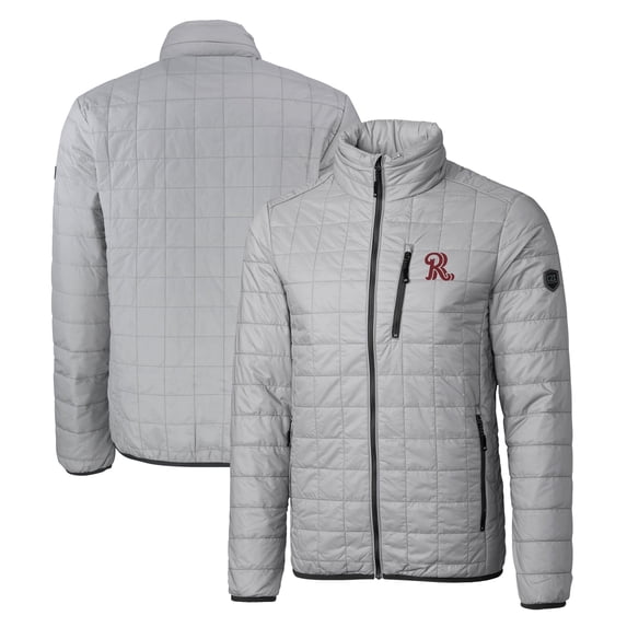 Men's Cutter & Buck Gray Frisco RoughRiders Rainier PrimaLoft Big & Tall Eco Insulated Full-Zip Puffer Jacket