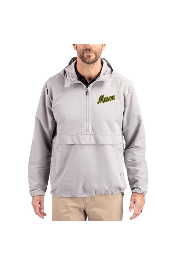 Men's Cutter & Buck Gray George Mason Patriots Charter Eco Recycled Half-Zip Anorak Jacket