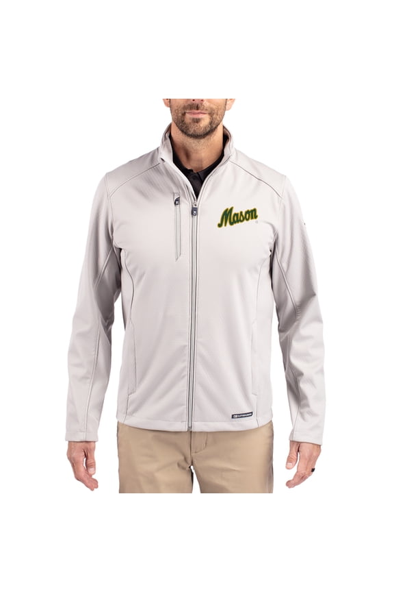 Men's Cutter & Buck Gray George Mason Patriots Evoke Eco Softshell Recycled Full-Zip Jacket