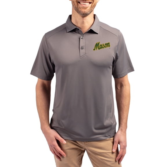 Men's-Cutter & Buck Gray George Mason Patriots Forge Eco Stretch Recycled Polo