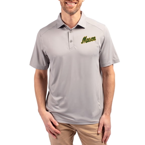 Men's-Cutter & Buck Gray George Mason Patriots Forge Eco Stretch Recycled Polo